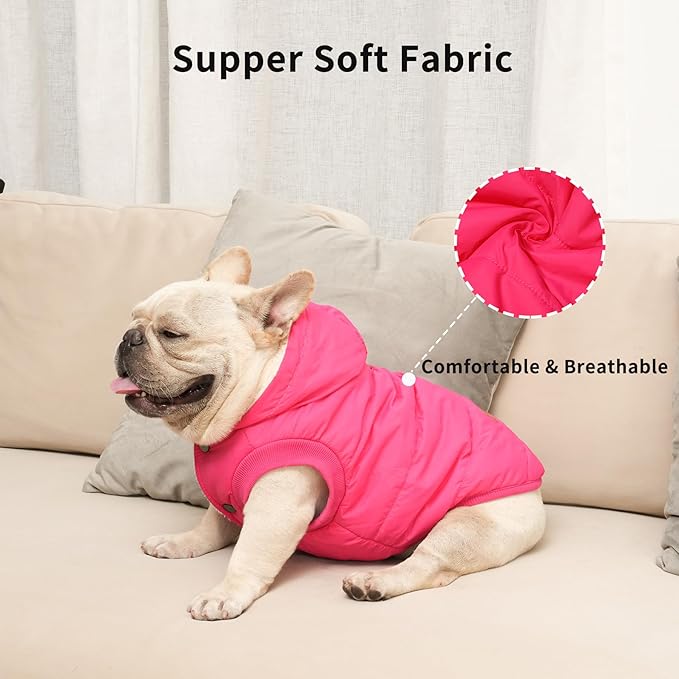 Vecomfy Fleece Lining Extra Warm Dog Hoodie in Winter,Small Dog Jacket Puppy Coats with Hooded Pink S