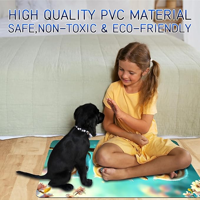 Dog Food Mat, 19.6" x 23.6" Absorbent Pet Feeding Mat for Food and Water, Waterproof Diatom Mud Pet Placemat with Non-Slip Rubber Backing, Easy Clean Cat Bowl Mat for Floors - Blue Baby Eagle