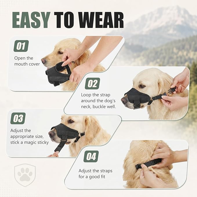 Soft Dog Muzzle for Large Medium Small Dogs, Adjustable Breathable No Bite Dogs Muzzle – Secure Fit Comfortable Humane Dog Mouth Guard for Training Grooming Walking(Medium)
