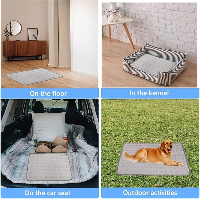 Coppthinktu Dog Cooling Mat for Dogs Self Cooling, Summer Dog Cooling Pad for Small Medium Large Dogs Cats, Pet Ice Silk Blankets Sleeping Mat, Outdoor Dog Self Cooling Crate Mats Washable Portable