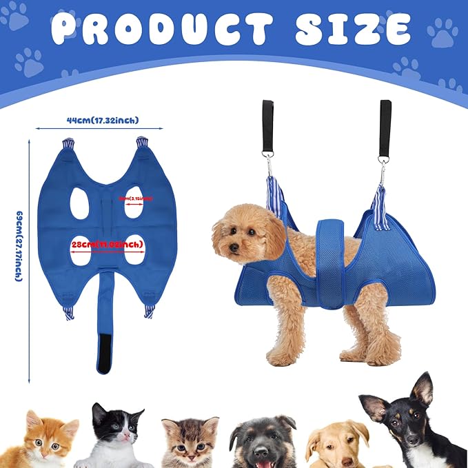 14 Pcs Dog Grooming Hammock Set, Dog Sling for Nail Trimming, Pet Grooming Harness with Pet Trimming Comb
