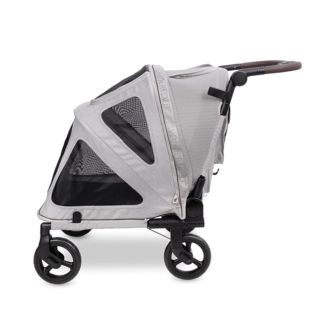 WonderFold PF Luxury FlatFold Pet Stroller Designed for Comfortable Elevated Everyday Walks - Gray, Medium (Up to 66 lbs)