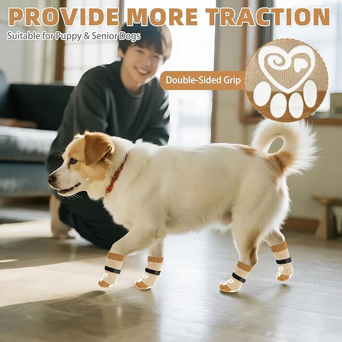 KOOLTAIL Dog Socks for Hot/Cold Pavement to Prevent Licking Paws,Dog Boots&Paw Protector for Hardwood Floors Anti Slip,Traction Control Booties for Small Medium Large Senior Dogs