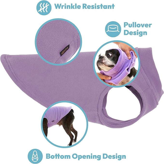 Gooby - Stretch Fleece Vest, Pullover Fleece Vest Jacket Sweater for Dogs, Violet, Small Length (8.5")