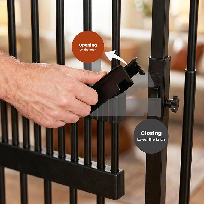 Gardner Pet Extra Tall Cat Gate 49"-86" Adjustable Height, Tall Pet Gate for Doorways/Hallways with 27.5"-37" Adjustable Width Baby Gate with 4 Extensions Kits, No Drilling Pressured Mounted (White)