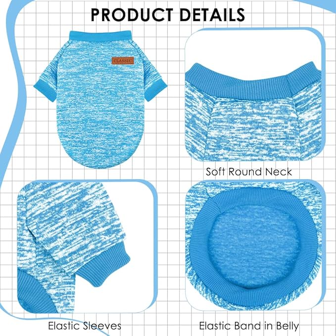 1 Pack Dog Sweaters for Small Dogs Girl Boy Winter Fleece Clothes Warm Soft Dog Sweatshirt Outfit for Dogs Cats Pet Apparel