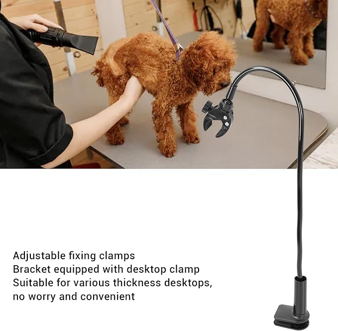 Brrnoo Dog Hair Dryer Stand, Hands Pet Dog Grooming Table arms Hair Dryer Holder, Lazy Hair Dryer Stand with Adjustable Clamp Mount for Countertop