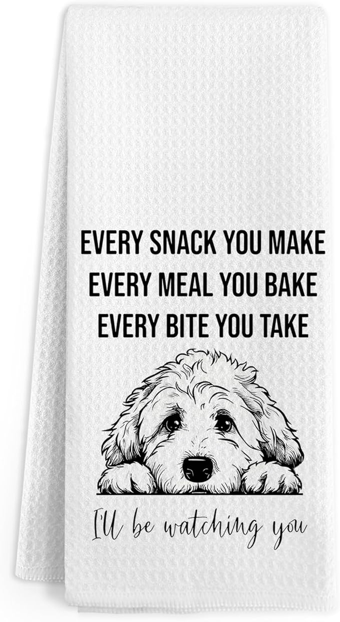 Funny Goldendoodle Gifts Kitchen Towels, Golden Doodle I'll Be Watching You Hand Towels, Golden Doodle Hand Dish Tea Towel for Kitchen Decor, Goldendoodle Gifts for Women Men, 16x24 Inch