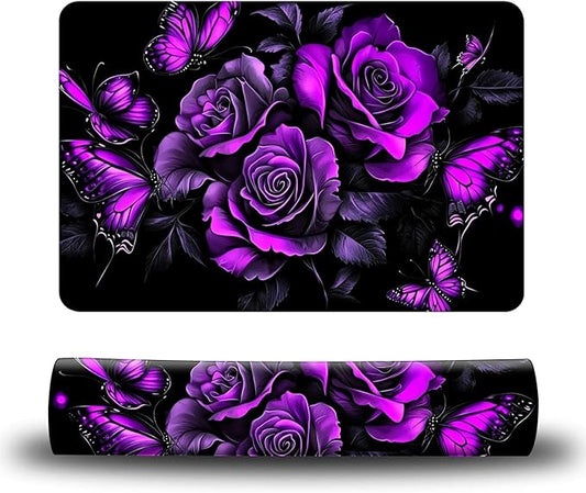 Dog Food Mat, 15.7" x 23.6" Absorbent Pet Feeding Mat for Food and Water, Waterproof Diatom Mud Pet Placemat with Non-Slip Rubber Backing, Easy Clean Cat Bowl Mat for Floors - Purple Rose 3