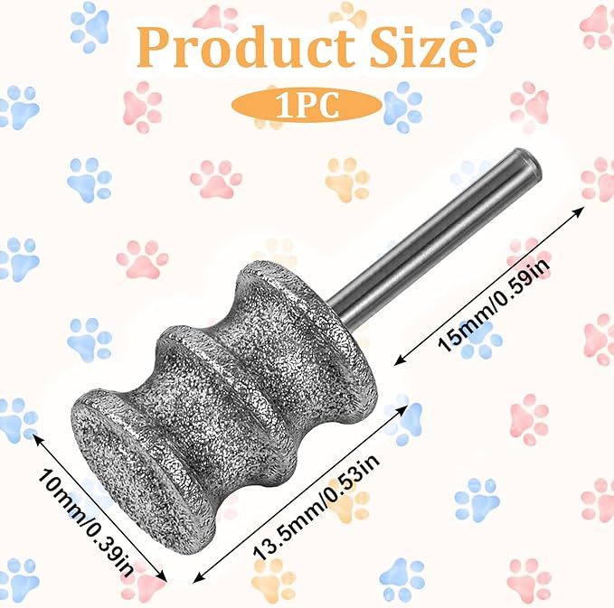 Ptwola Diamond Dog Nail Grinder Bits 1/8" Pet Rotary Toenail Grinder Attachment Dog Claw Grinder Replacement Heads Nail File Wheel for Medium Large Dogs Nail Care Trimming