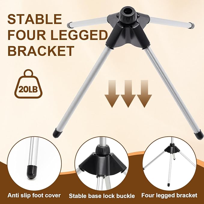 Shouken Adjustable Hands-Free Hair Dryer Stand Holder-59 inches,360 Degree Rotation,Blow Dryer Holder Countertop With Non-Slip Tripod and Universal Clip,Adjustable Height Countertop Blow Dryer Holder