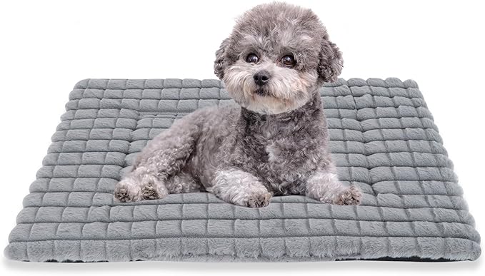 BVAGSS Dog Bed Washable Crate Mattress,Anti-Slip Memory Foam Soft Warm Pet Cushion for Small Medium Dogs, Calming Fluffy Sleeping Kennel Pad XH082 (35''x24'',Grey)