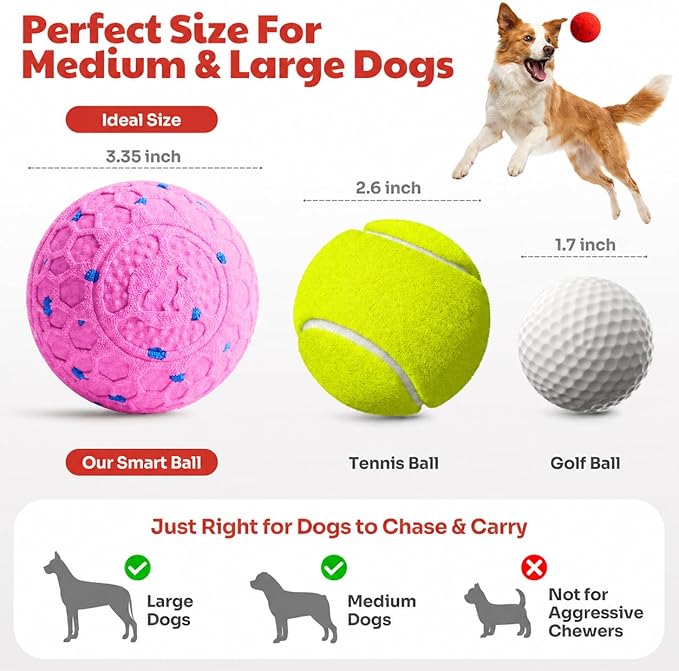 Interactive Dog Ball for Medium & Large Dogs, Automatic Moving Dog Toy with Motion Activation, USB Rechargeable Self Rolling Ball for Boredom Relief, Indoor Exercise & Independent Play