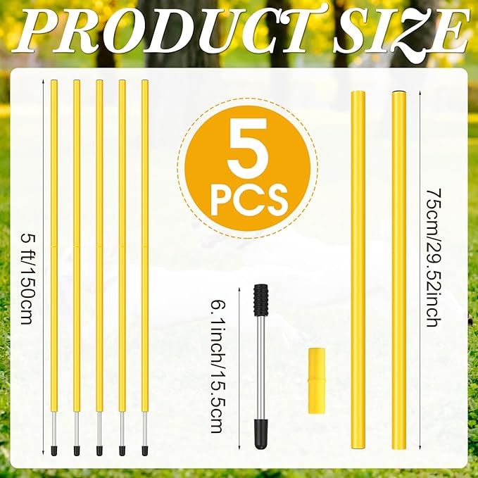 Blulu 5/10/30pcs Training Agility Poles 5ft Adjustable Soccer Training Poles Soccer Sticks Agility Equipment for Football Sport Football Speed