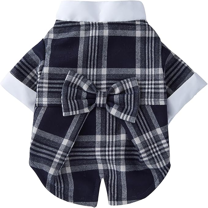 GabeFish Pets Wedding Jackets Suit for Dogs with Bow Tie Puppy Cat Formal Clothes Shirt Tuxedo (Navy, M (Chest 15.3in/39cm))