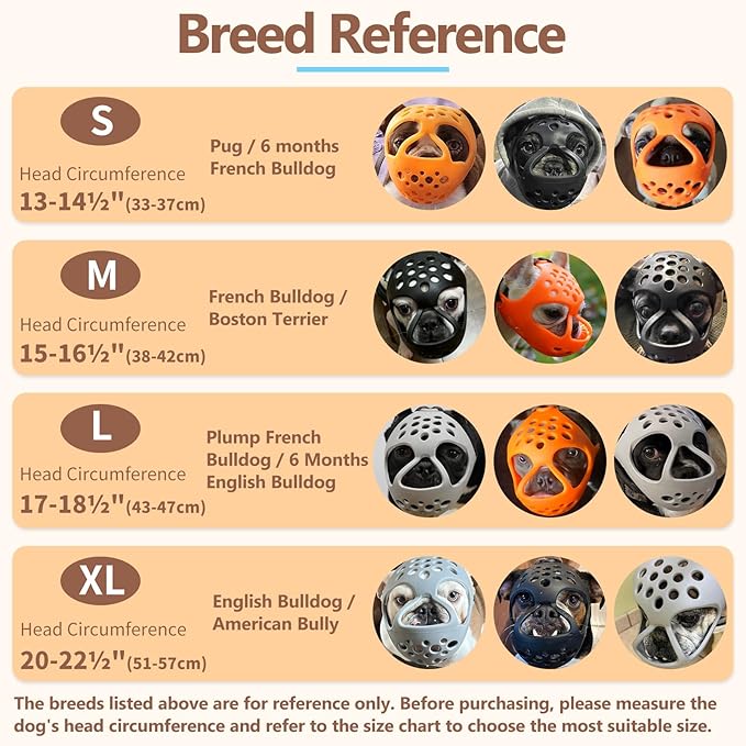 BARKLESS Short Snout Dog Muzzle, Soft Silicone Flat Faced Muzzle for French Bulldog Shih Tzu and Pug for Biting Chewing Licking and Grooming, Allows Panting (S, Khaki)