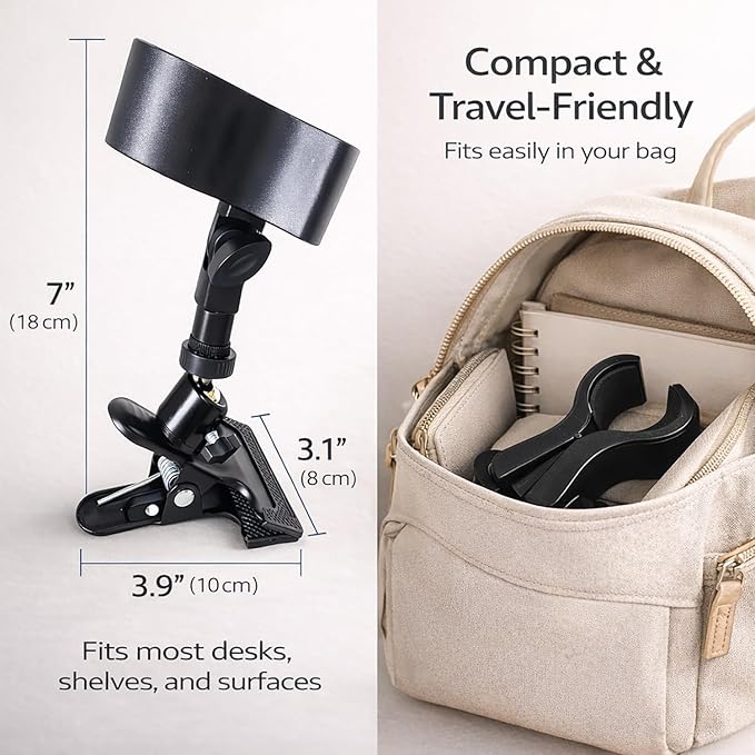 360 Degree Rotating Hands Free Hair Dryer Holder Sturdy Metal Base and Strong Clamp Adjustable and Flexible Blow Dryer Stand for Easy Styling Stable and Easy Installation