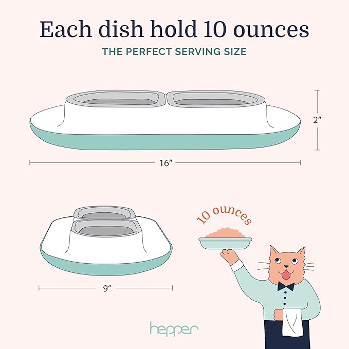 Hepper 360 Cat Feeder, Stainless Steel, Anti-Chew Material, Dishwasher Safe, 2-Pack