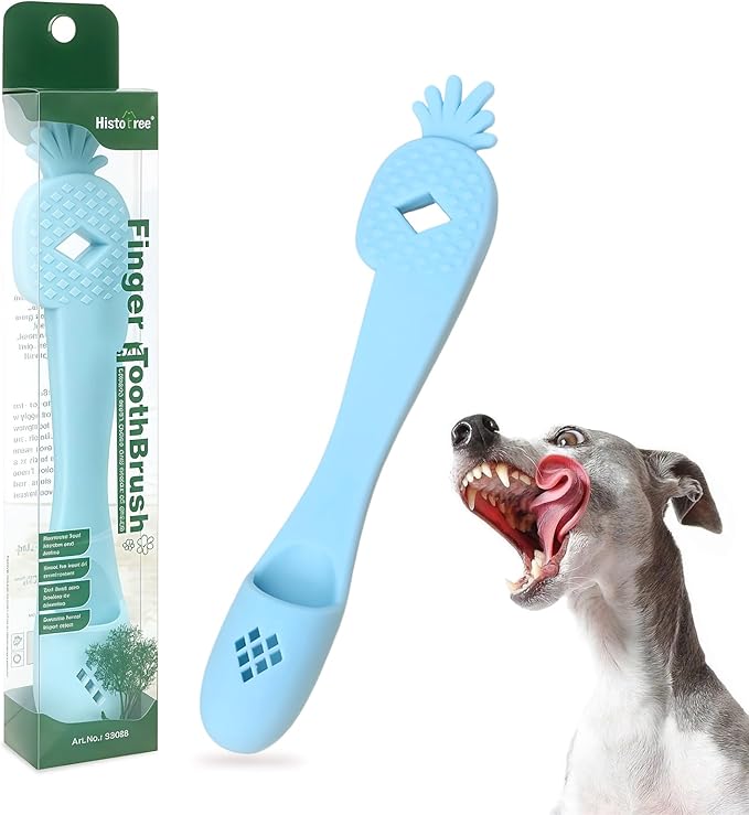 Blue Pineapple-Shaped Dog Finger Toothbrush Soft TPR Anti-Slip Dog Finger Toothbrush Cover Fun Cat Fingerbrush Tooth Cleaning Tool Pet Dental Care Toothbrush for Dogs and Cats 5.98in/15.2cm
