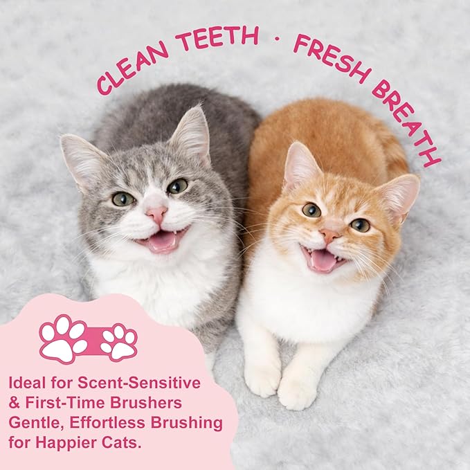 Dental Care Kit – Cat Toothbrush and Toothpaste – Enzymatic & No Added Flavor – Fights Plaque, Tartar & Bad Breath – Soft-Bristled Toothbrush & Finger Brush – For Sensitive Cats & Kittens, 1.06 oz