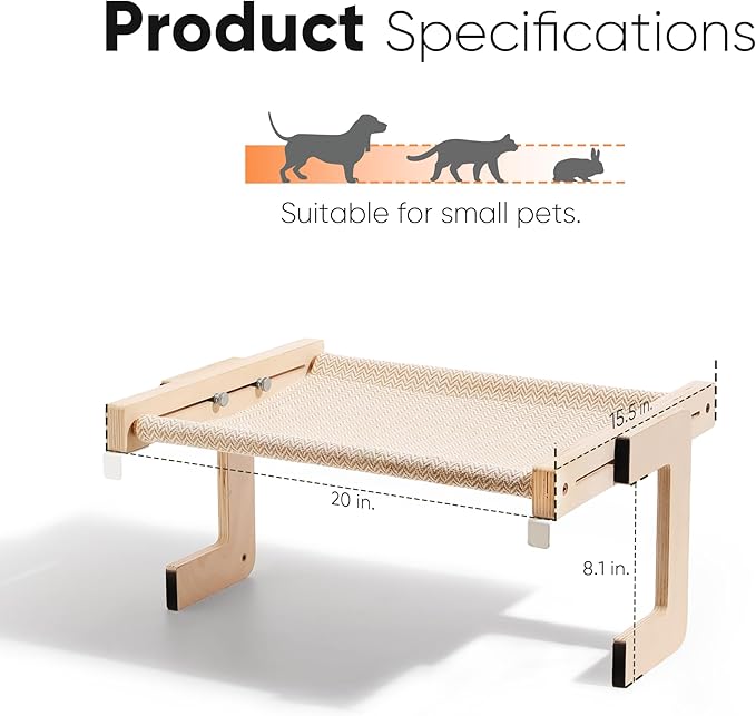 FUKUMARU 3-in-1 Cat Window Perch, Convertible Hammock for Windowsill, Bedside and Floor, Sturdy Cat Window Bed w/Washable Linen Fabric for Indoor Large Cats and Kitten, Reinforced Wood and Metal Frame