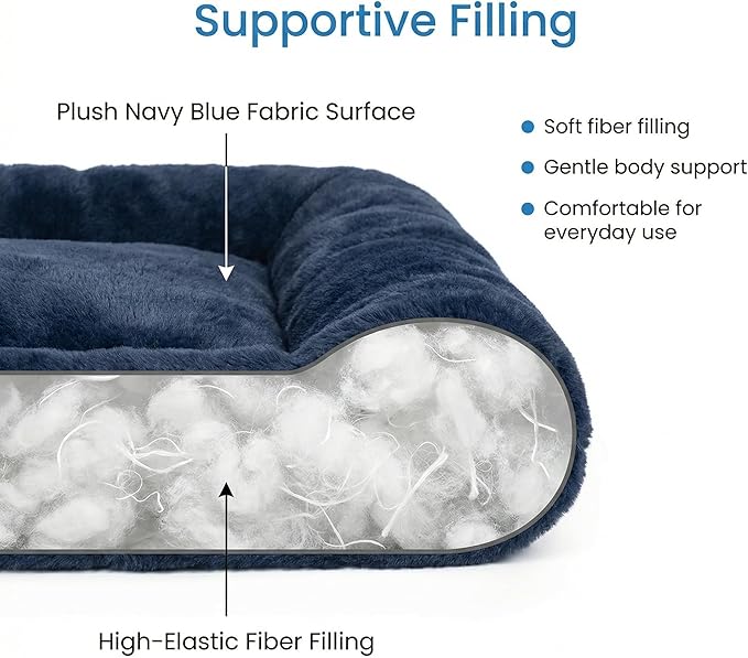 Dog Crate Bed 24x18 for Small Dogs,Washable Dog Crate Mat,Soft Kennel Bed Mattress with Non Slip Bottom,Dark Blue