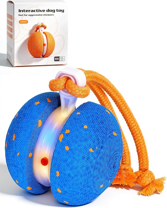 Xeuch Interactive Dog Toys, Automatic Irregular Moving and Rolling Dog Ball with 2 Speed Modes, E-TPU Material, Motion Activated Pet Toys with Rope for Dogs Puppies, Dog Stimulation Toy (Blue)