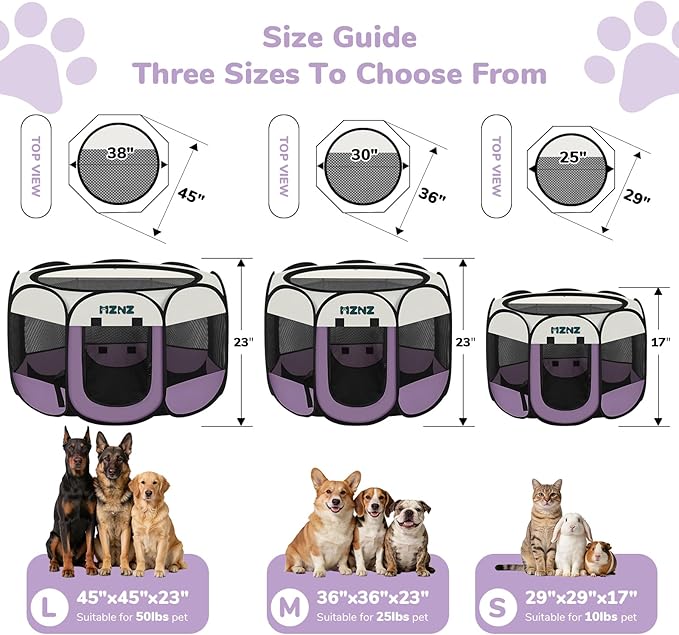 Dog Playpen, Portable Puppy Pet Crate Indoors for Small/Medium/Large Dogs Cats Rabbits, Foldable Dog Cage Enclosure for Outdoor, Pop Up Dogs Tent Kennel with Carrying Case, Purple
