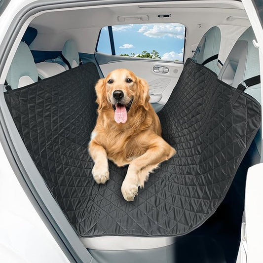 Extra Large Dog Car Seat Cover for Back Seat, Universal Fit Bench Car Seat Cover, Waterproof Dog Hammock for Car with Adjustable Straps, Durable Seat Protector for Cars, Trucks & SUVs, Black