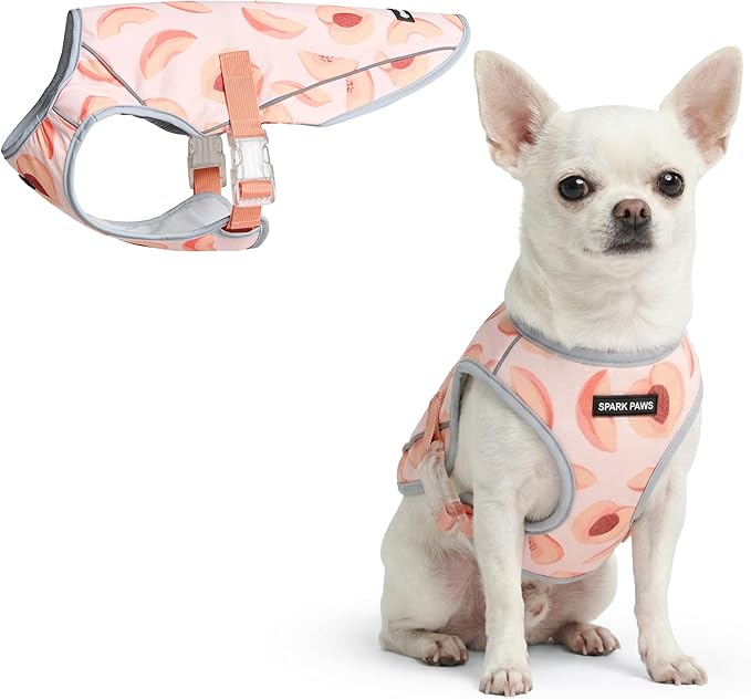 Spark Paws Dog Cooling Vest - SPF 50 UV Sun Protection - Summer Heat Relief Gear for Dogs, Lightweight, Evaporative Cooling - Dog Anxiety Relief Vest During Hot Days - Peaches - Size M
