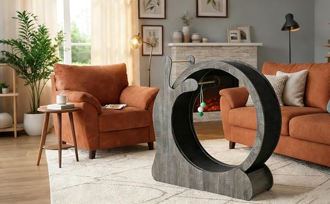 45" Cat Exercise Wheel, Cat Wheel for Indoor Pets, Running Wheels with Scratching Board and Playing Balls, Quiet Cats Sport Toys for Running Walking Training