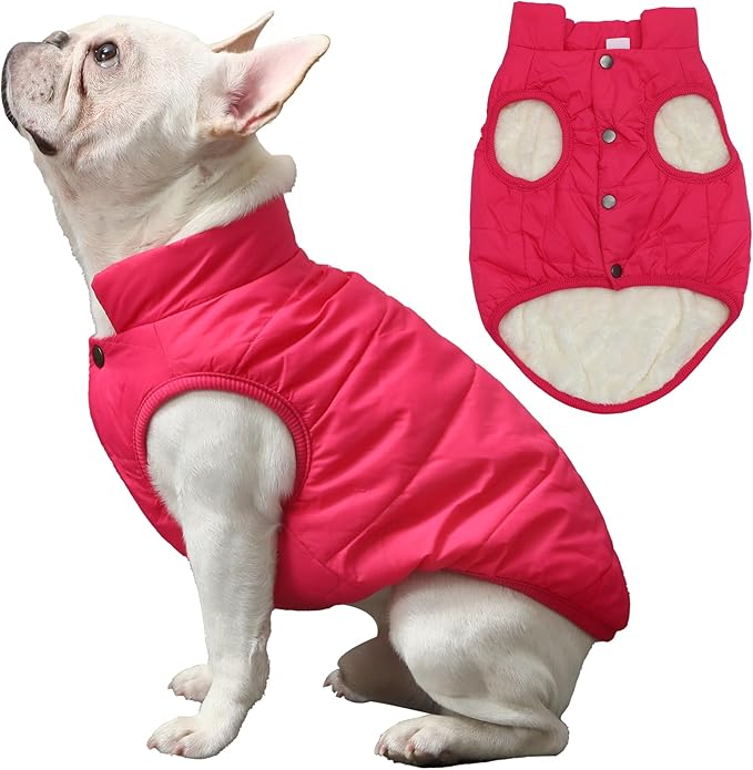 JoyDaog 2 Layers Fleece Lined Warm Dog Jacket for Winter Cold Weather,Soft Windproof Large Dog Coat,Pink XXL