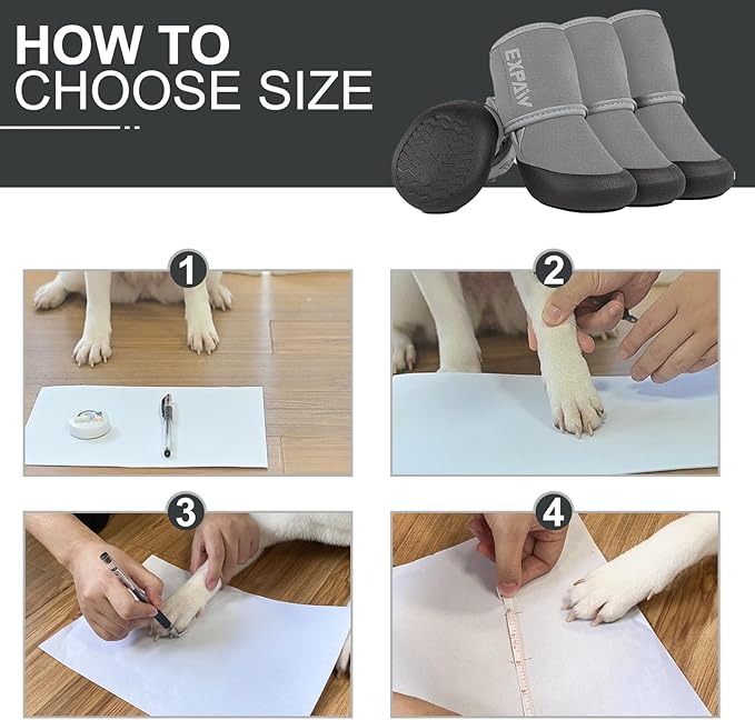 EXPAWLORER Waterproof Dog Shoes for Small Medium Large Dogs, Summer Dog Shoes for Hot Pavement, Hiking Walking, Reflective Dog Booties for Outdoor Snow Rain Days, Anti-Slip Dog Boots & Paw Protectors