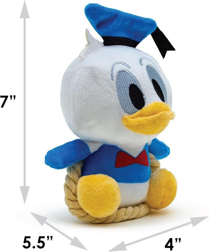 Buckle-Down Disney Dog Toy, Disney Donald Duck Chibi Sitting Pose Pet Toy, Plush with Rope