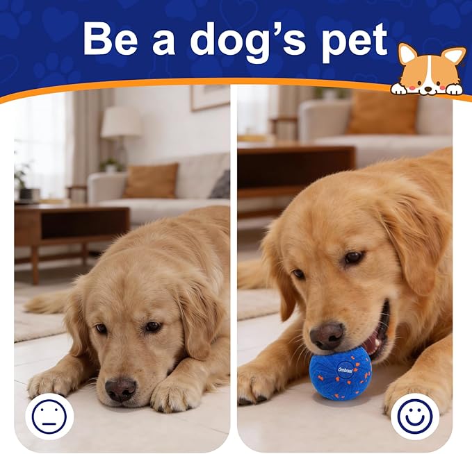 Ombrael Smart Interactive Dog Toys-Ball, Automatic Moving Bouncing Spinning, Washable Chew-Resistant to Keep Them Busy, for Medium Large Bored Dogs Indoor Outdoor Play