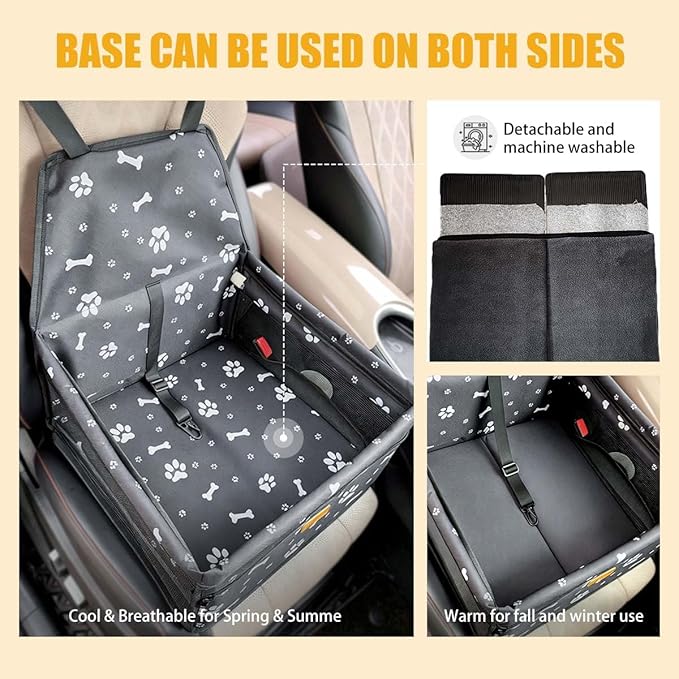 Pet Dog Booster Seat, Upgrading the Framed wall to Prevent Collapse，Breathable and Foldable Pet Car Basket，Removable and Washable pet car seat，Suitable for Small Pets Weighing no More Than 15BL