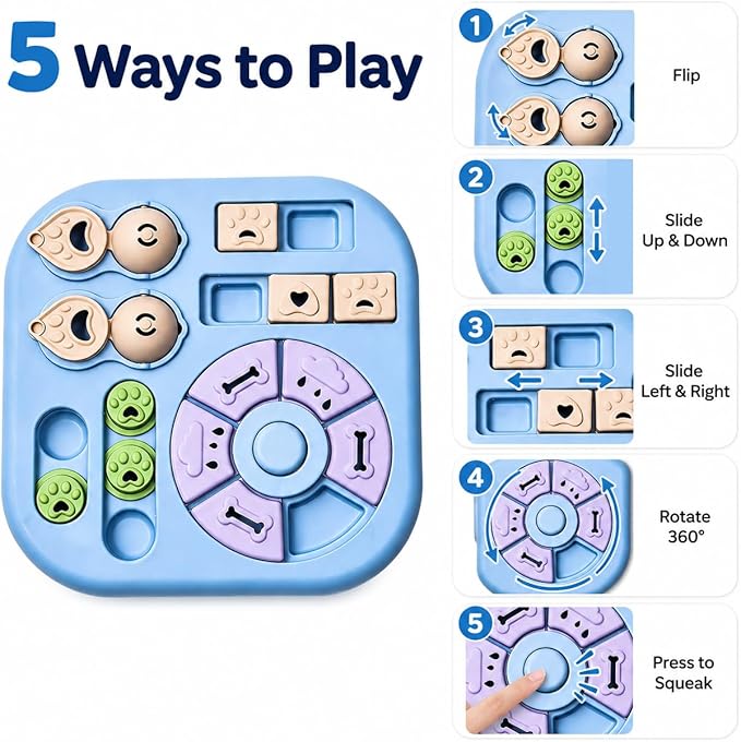Tee Shirt Galaxy Interactive Dog Treat Puzzle Toys Durable, Dog Puzzle Toy IQ Training Slow Feeder for Large Medium Small Dogs, Squeak Enrichment & Mental Stimulation,Light Blue