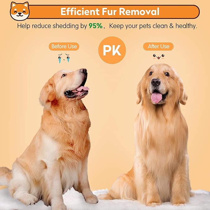 Dog & Cat Brush Kit 2PCS, Self Cleaning Slicker Brush for Pets, Dog Brush for Shedding Massaging and Grooming, Removes Loose Undercoat & Portable Comb for Long Short Haired Dogs