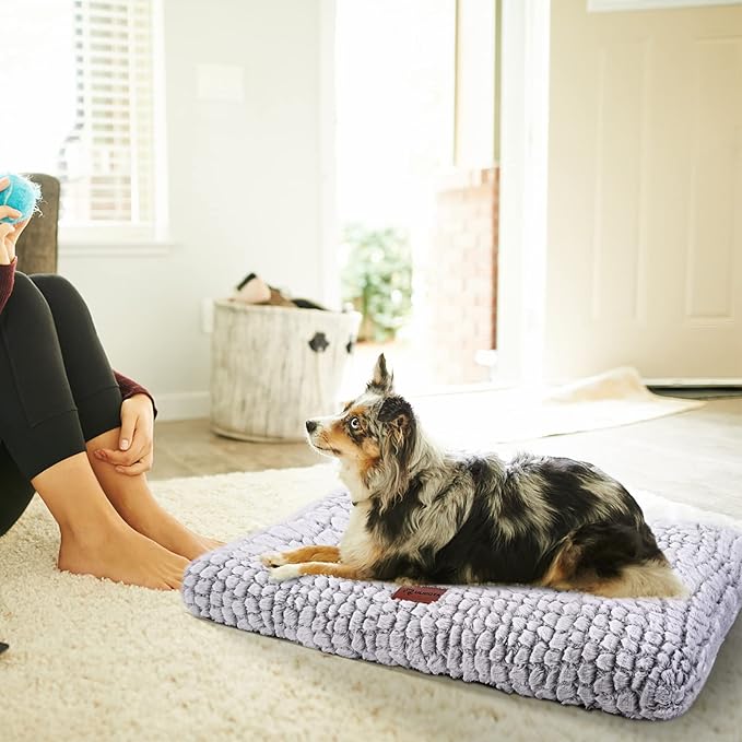 Dog Bed Crate Mat Plush Kennel Pad for Small to Large Dogs - Soft, Anti-Slip, Comfy