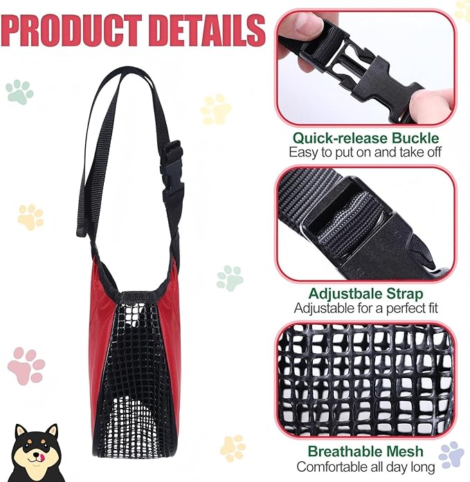 Shinylin 6 Sizes Dog Muzzle, Basket Air Mesh Muzzles Breathable Adjustable Full Coverage Dog Muzzle Cover for Small Medium Large Dogs, Anti Biting Barking Chewing(Snap Fastener)