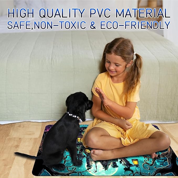 Dog Food Mat, 19.6" x 23.6" Absorbent Pet Feeding Mat for Food and Water, Waterproof Diatom Mud Pet Placemat with Non-Slip Rubber Backing, Easy Clean Cat Bowl Mat for Floors - Castle Green