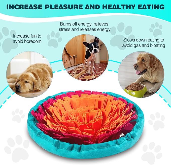 Snuffle Mat for Dogs- Boredom Relief Snuffle Mat, Dog Educational Toys, Portable for Indoor & Outdoor Use, Encourages Natural Foraging Skills for Cats, Rabbits & Dogs（Rose Red Orange