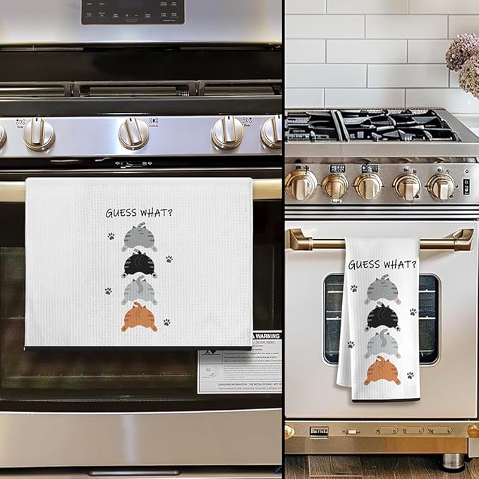 Fun Decorative Kitchen Hand Towels, Gifts for Cat Lovers-Quick-Drying Decorative Design Hand Towels for Cooking, Bathroom Decor - Purrfect Funny Gifts for Cat Lovers for Women