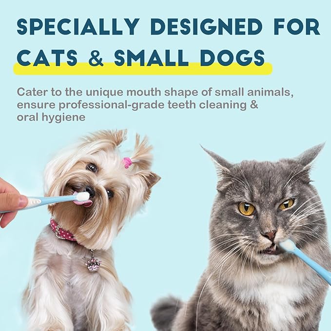 Small Dog Toothbrush, Cat & Puppy Tooth Brushing Kit, Ultra Soft & Mini Head Teeth Brush for Kitten & Tiny Pet, Doggy Toothbrushes Deep Dental Cleaning, 1 PCS - Pink Color