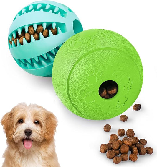 HIPPIH Dog Puzzle Toys 2 Pack, Dog Enrichment Toys for Large Dogs & Small Dogs, Puppy Balls for Treat Dispensing, Durable Balls for Teeth Cleaning/IQ Training/Chewing