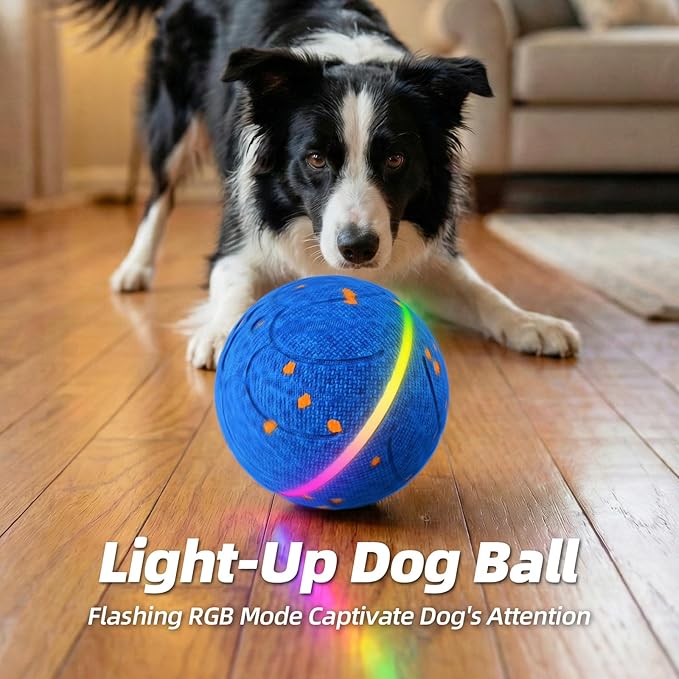 Diman Interactive Dog Toys, 3.5 Inch Automatic Moving Balls for Dogs, 3-Modes with Colorful Lights, Durable E-TPU Material, Active Self Rolling, Bouncing, and Rotating Puppy Toy to Keep Them Busy