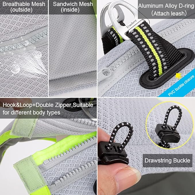 SGODA Dog Cooling Vest Harness Cooler Jacket Grey Orange Large
