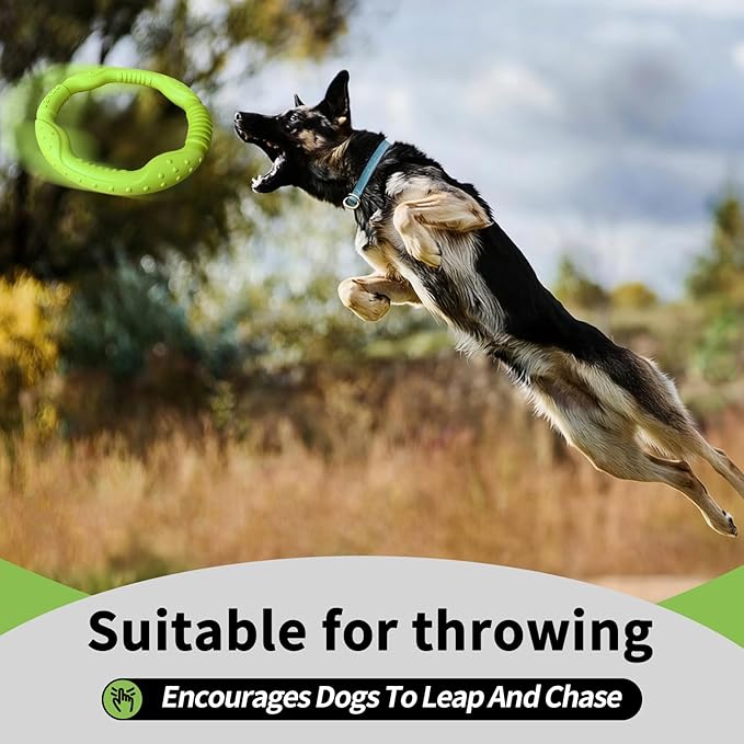 LaRoo Dog Flying Ring Toys, Floating Flying Disc Toys, Summer Pet Training Outdoor Durable Chew Toys for Medium and Large Dogs (Medium Green/22cm)