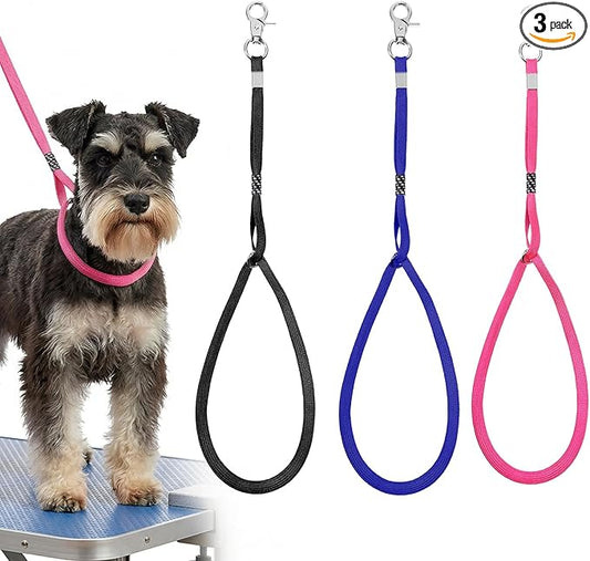 3 Pcs Grooming Loop, Nylon Restraint Noose Adjustable Groomers Helper Grooming Loop Fixed Safety Tether Straps Grooming Supplies for Pet Grooming Table Bathtub