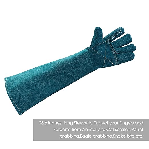 AOWPFVV Animal Handling Gloves Bite Proof Leather Dog Cat Scratch Bird Falcon Grabbing Reptile Squirrel Snake